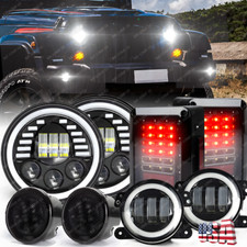 For Jeep Wrangler Jk 07-18 7 Led Headlights Fog Turn Signal Tail Lights Combo
