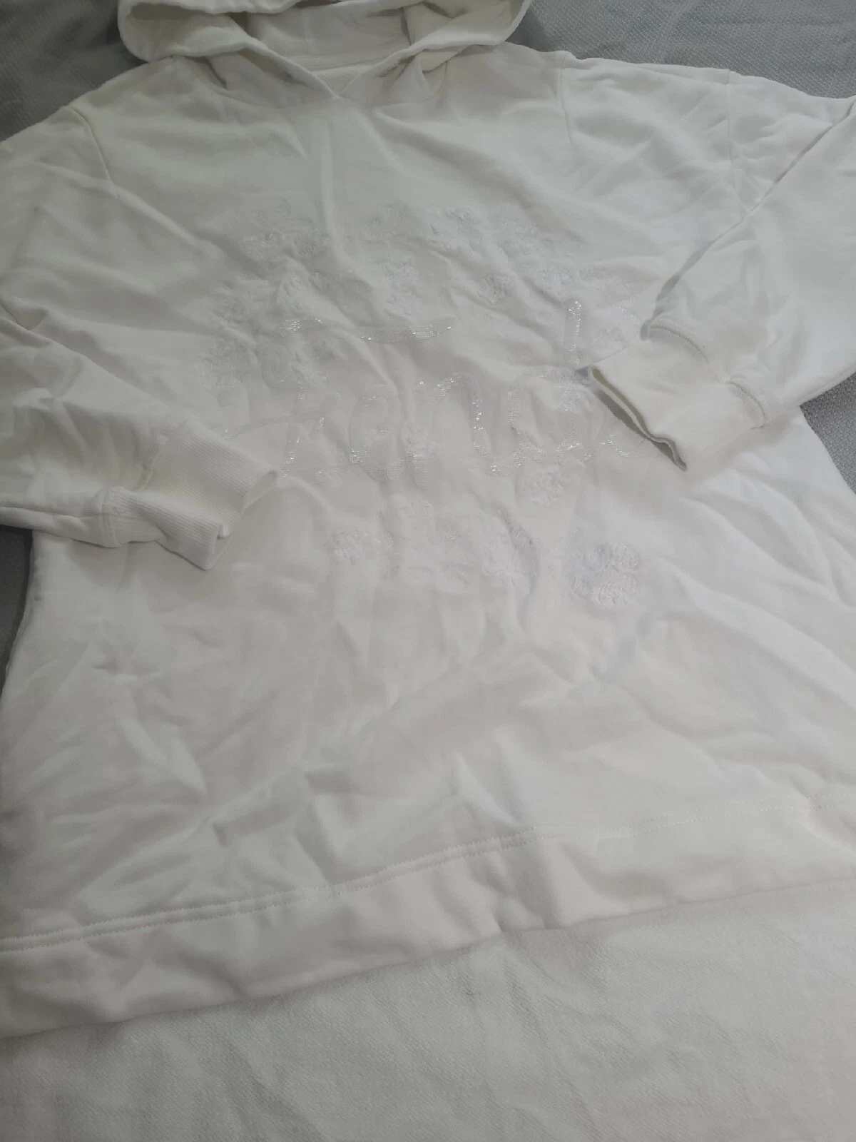 Felpa con cappuccio bianca Fendi da uomo taglia 6 micromesh parka topa cotone logo seta oversize