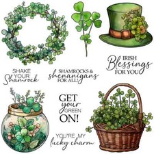 St. Patrick's Day Lucky Clovers Irish Blessings Metal Cutting Dies Clear Stamps