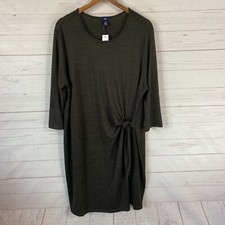 Gap Factory Long Sleeve Knit Tie Dress 2XL Green Knee Length Pullover New