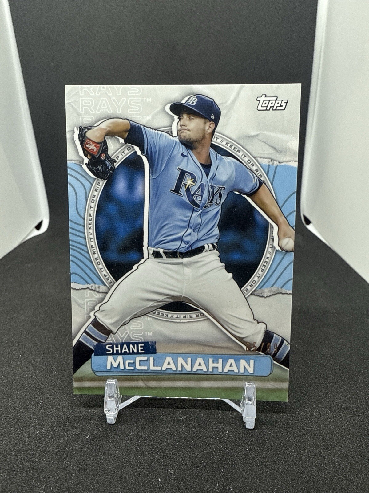 2023 Topps RIP Aqua Purple Ripples (Ripped) #94 Shane McClanahan (Rays)/99