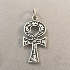 .925 Sterling Silver Egyptian ANKH CHARM Pendant NEW Cross Oxidize 925 FA01
