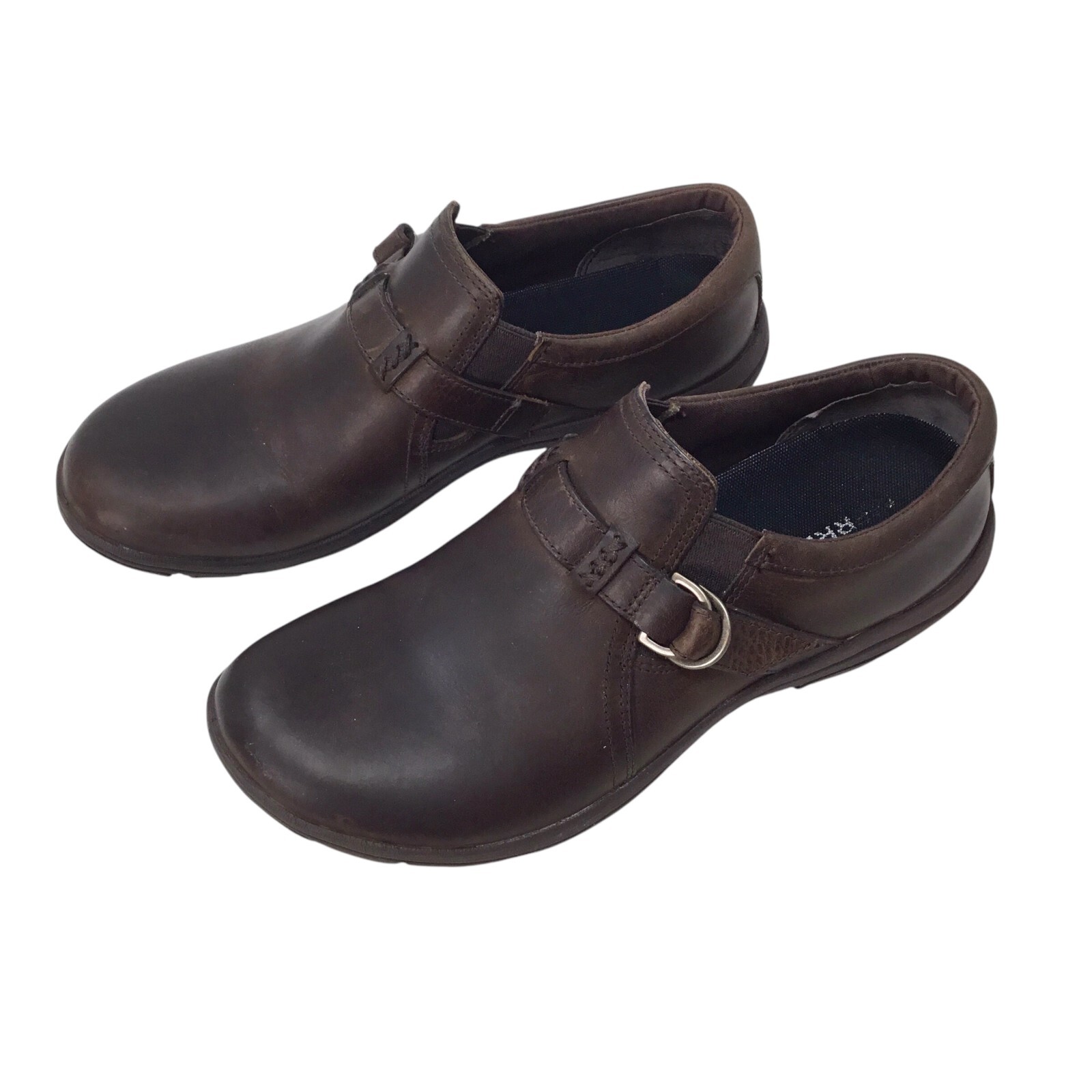 Scarpe comode Merrell Dassie Stitch fibbia pelle marrone misura 7 5 J31332 slip on