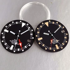 29mm Nologo Black Dial Lume White/Orange Marker Date Fit for NH34 Watch Parts