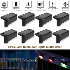 8 Pack Color Changing LED Solar Deck Lights for Outdoor Stairs Step Fence Yard