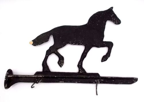Vintage Black Cast Aluminum Hanging Home Sign Holder with Prancing Horse 13" - Zdjęcie 1 z 8