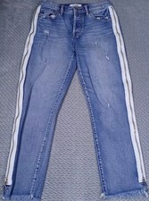Pistola Charlie Jeans Women's 27x24 Blue Distressed Straight Leg Side Leg Zipper