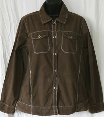 FRESH PRODUCE Unlined Brown Cotton Broadcloth Jacket - Sz M