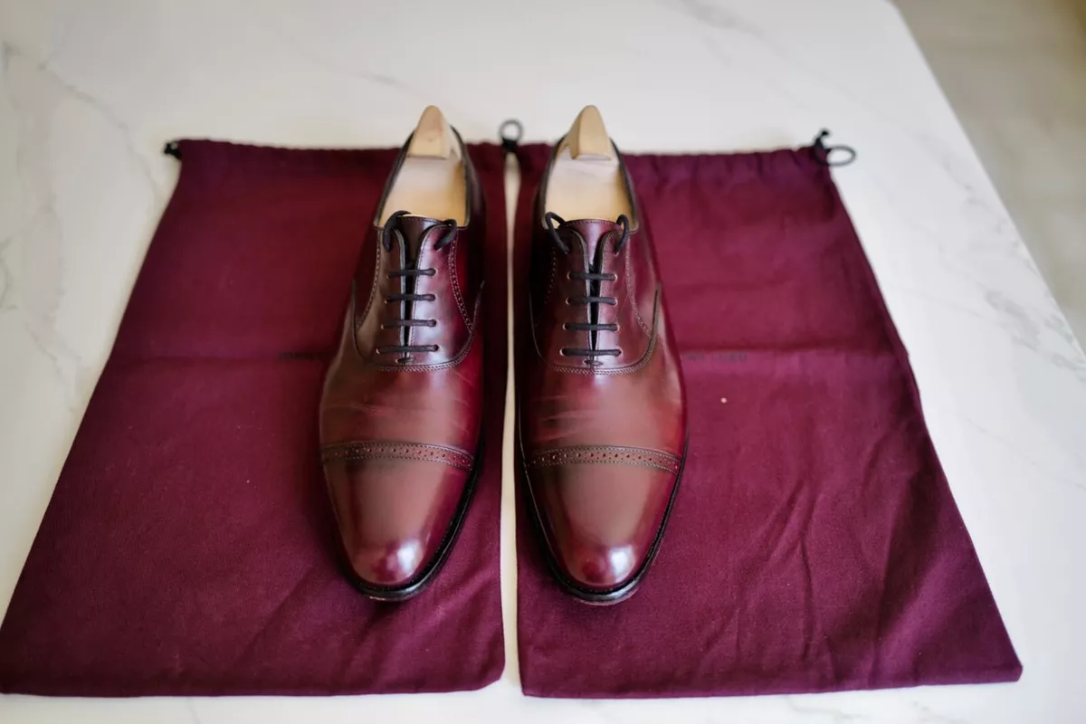 John Lobb Philip II, Plum Museum Calf, Size 6E UK