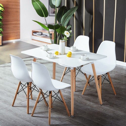 Da Pranzo Rettangolare Bianco Con 4 Sedie Da Pranzo,ufficio 