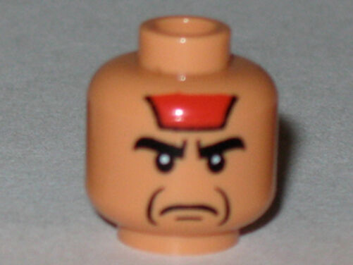 LEGO 7199 - Minifig Head Male Black Eyebrows, Red Paint on Forehead - (Mola Ram)