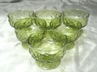 Vtg Anchor Hocking MILANO GREEN Lido Set of 6~3" Champagne Tall Sherbet Glass EC