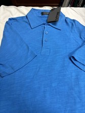 GFore G/Fore Men  s SZ L Cerul Blue Solid Cotton Polo Golf Shirt