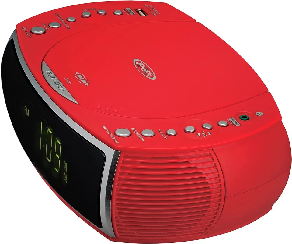 Jensen JCR-322R Modern Home Tabletop Stereo Clock Digital AM/FM Radio CD Player - Image 3 of 4