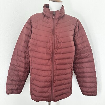 32 Degrees Down Puffer Jacket Womens Large Ultra Light Packable Red Spice