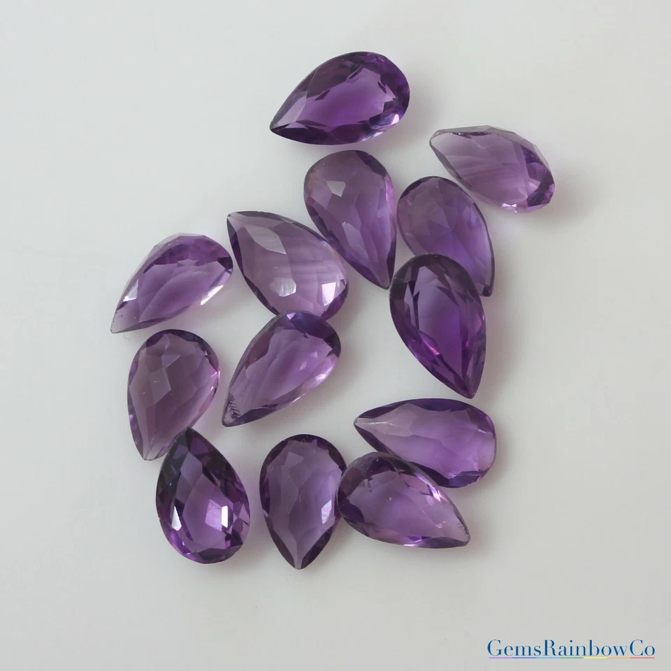 Natural Brazilian Amethyst AA Purple Pear Faceted Loose Stone (6x4mm to 18x13mm) - Image 2 of 4