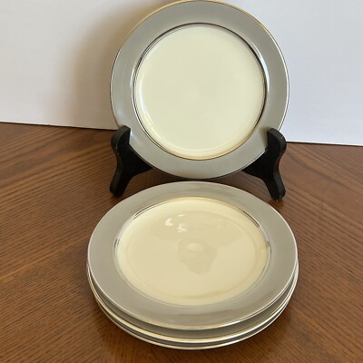 Lot Of 4 Easterling Majestic Bavaria Germany Gray Cake Dessert Plates 6 1/4''