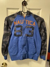 Nautica Boys Blue Full Zip Hoodie Sweatshirt Size 8 Small