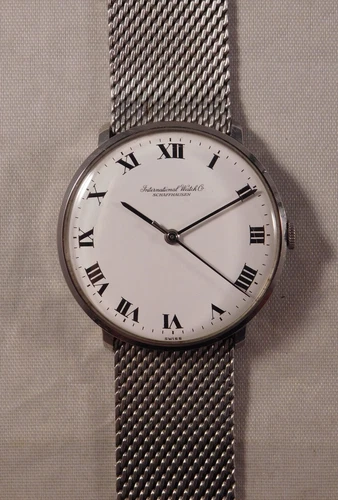 IWC Schaffhausen Ref. 1410 Swiss Manual Wind White Roman Dial Mens Watch....33mm