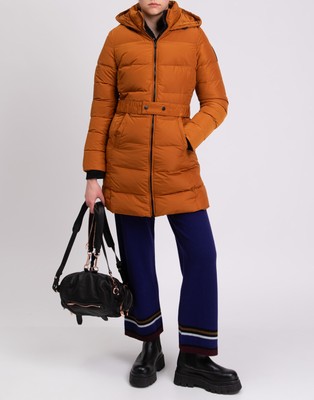 RRP  280 BOMBOOGIE Down Quilted Coat US-S 2 M Detachable Raccoon Fur Trim Hood