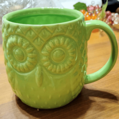 OWL 3D MUG/COFFEE CUP Lime Green VINTAGE HOME Essentials