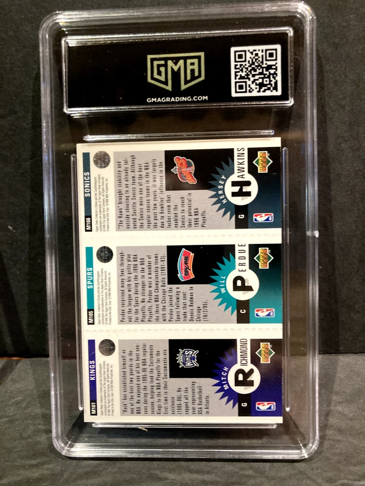 1996-1997 Collector's Choice Mini MI66 Mitch Richmond/Hawkins/Perdue HOF GMA 8 - Image 2 of 2