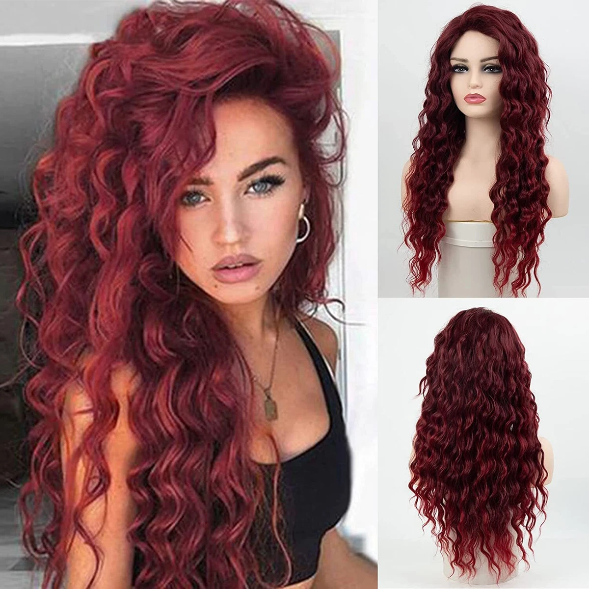 Ombre Highlights Long Wave Wigs Heat Resistant Synthetic Hair