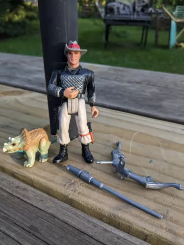 Vtg, 1993  Jurassic Park Dino Trackers Sgt T-Rex Turner Figure w/Dino & Weapons