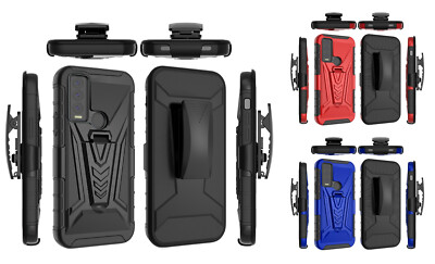 FOR Cricket Ovation 3 (2022) V 3in1 Holster Clip Hybrid Case Cell Phone Cover