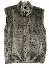 Duffel Outdoor Large Taupe Print Women's Fuzzy Fleece Vest Canadian Excellent