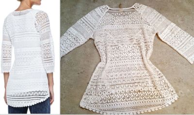 h XCVI Lace Crochet 3/4-Sleeve Tunic size Medium $155 | eBay