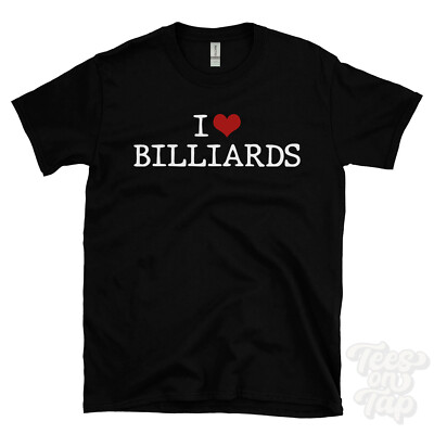 I LOVE BILLARD T-SHIRT Herz Pool Snooker Queue Sport Tischspiele Präzision an