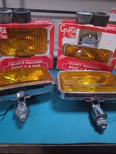 Vintage Fog Light Lot - Nos Boxed Grote Pair Used Aris Iodine Amber Glass Lamp Vintage Fog Light Lot - Nos Boxed Grote Pair Used Aris Iodine Amber Glass Lamp