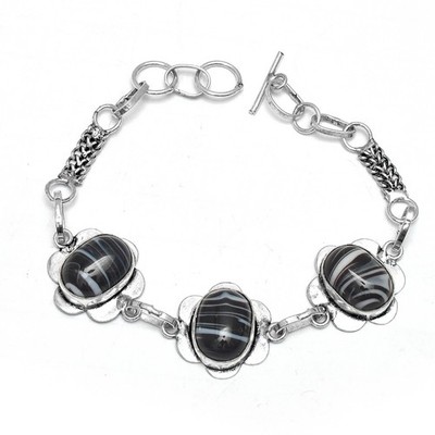 Zebra Skin Jasper Ethnic Handmade Bracelet Jewelry 16 Gms  B-524