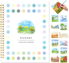 Watercolor Workbook for Adults, Beginner Friendly Water Coloring Book 12 Differe