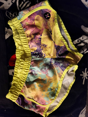 Hurley Women's Abstract Multicolor Ruffle Swim Bottoms Elastic Waist Size S