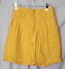 VTG 90s Gitano Yellow High Waist Shorts Womens Size 12 Ramie Cotton Retro Summer