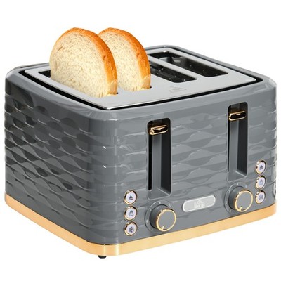 HOMCOM 4-Scheiben-Toaster mit 7 Bräunungsstufen, High Lift, Einheitsgröße, grau 