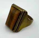 Men's Tigers Eye Ring Sterling Silver Gold Plated Size 11.5 Vintage 10.5g