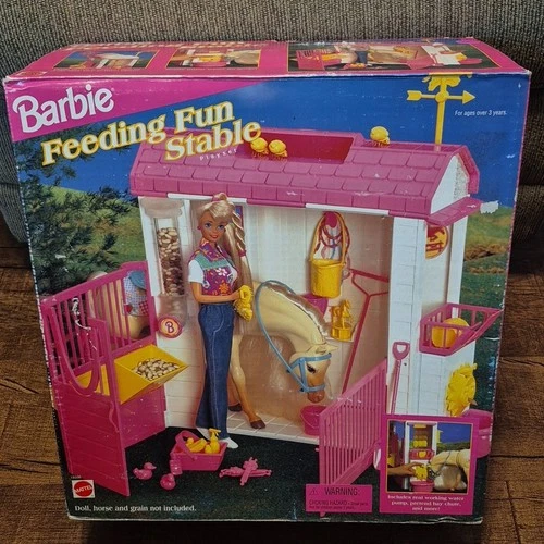 NIB Vintage 1995 Barbie Feeding Fun Stable Complete Playset BRAND NEW SEALED