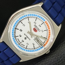 VINTAGE SEIKO 5 AUTOMATIC 6319A JAPAN MENS WHITE COLOR DIAL WATCH a708378-1
