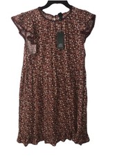 New With Tags Wild Fable Flutter Short Sleeve Trapeze Dress Medium Brown Women