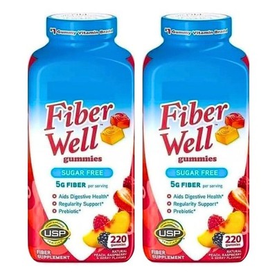 Vita Fiber Well Gummies, Sugar Free, Peach, Raspberry & BlackBerry Flavors, 220