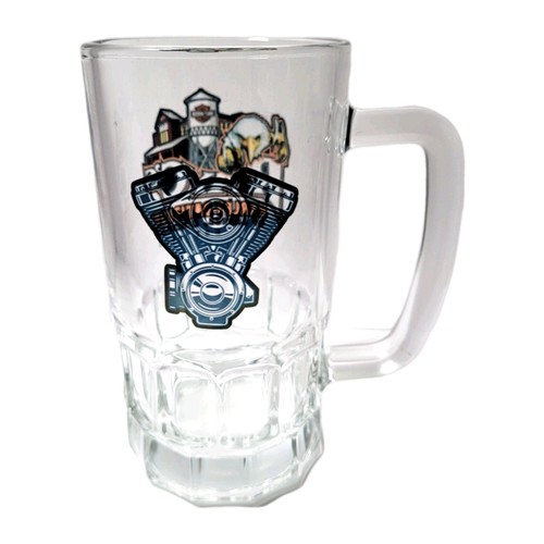 RAYC'S Harley Davidson Glass Beer Mug Of Lapeer Michigan Est 1981 - Picture 2 of 6