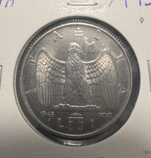 1 LIRA ITALIANA 1943 ITALIA VITTORIO EMANUELE III RE E  IMPERATORE AQUILA XVIII