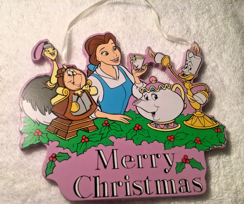 DISNEY BEAUTY & THE BEAST BELLE & FRIENDS WODDEN ORAMENT VINTAGE