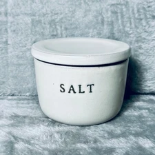 Hearth & Hand Magnolia Salt Cellar Jar w/ Lid Stoneware Farmhouse Kitchen Decor