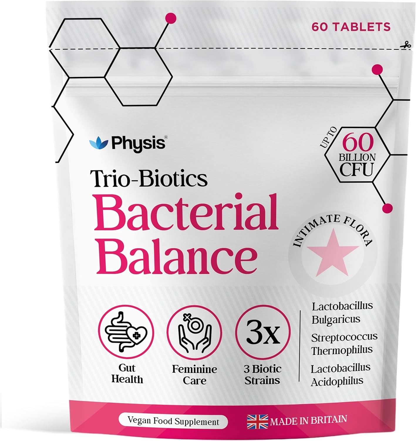 PHYSIS Oral Probiotics for Women | 60 Tablets | Feminine Care Intimate Flora |
