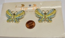 VINTAGE METAL FILAGREE BUTTERFLY SHOE CLIPS DEAD STOCK  card not included