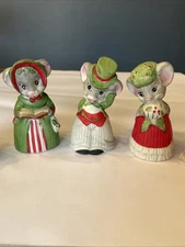 Vintage Christmas Kitsch Decor Mouse JASCO CRITTER BELLS porcelain Bunny & Bear